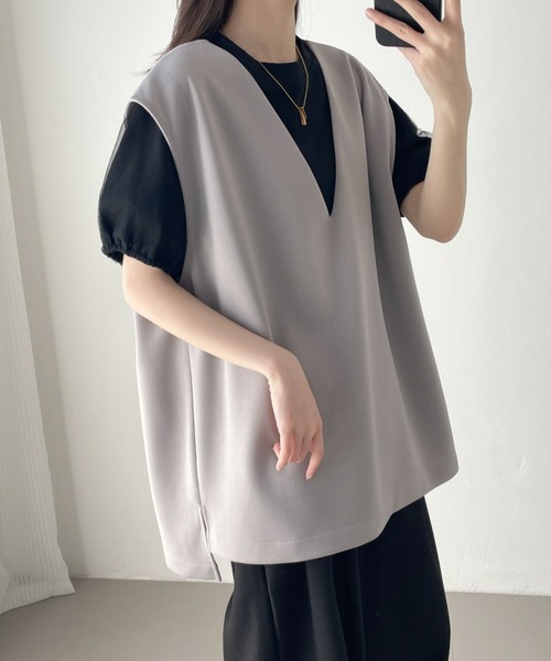 ABITOKYO(アビトーキョー)の「オーバーサイズVネック段ボールベスト(ベスト・レディース・ブラック/グレー/ホワイト・M/L/XL)」の22枚目の写真