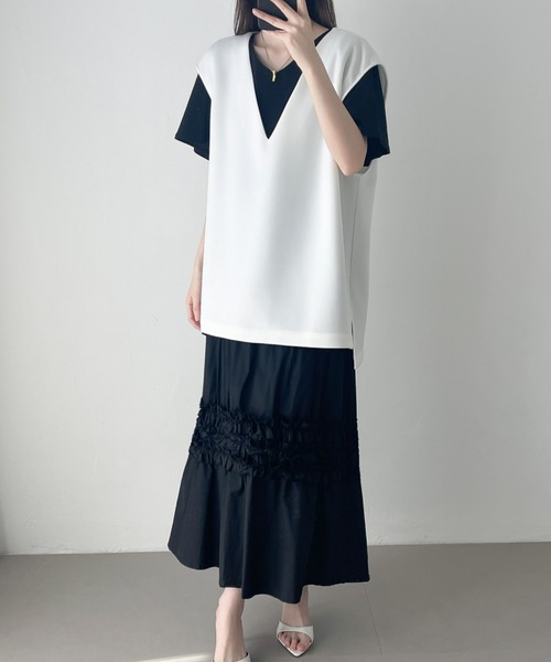 ABITOKYO(アビトーキョー)の「オーバーサイズVネック段ボールベスト(ベスト・レディース・ブラック/グレー/ホワイト・M/L/XL)」の4枚目の写真
