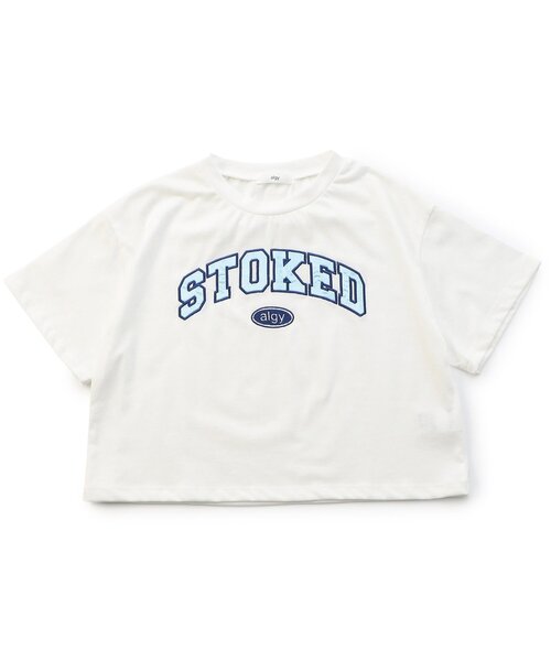 algy（アルジー）の「サテンアップリケロゴ半袖T（Tシャツ/カットソー・キッズ・ブラック/オフホワイト/ピンク・XX-SMALL/X-SMALL/MEDIUM/SMALL）」の2枚目の写真