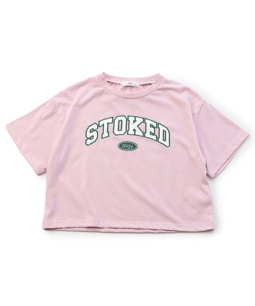 algy（アルジー）の「サテンアップリケロゴ半袖T（Tシャツ/カットソー・キッズ・ブラック/オフホワイト/ピンク・XX-SMALL/X-SMALL/MEDIUM/SMALL）」の3枚目の写真