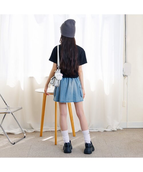 algy（アルジー）の「サテンアップリケロゴ半袖T（Tシャツ/カットソー・キッズ・ブラック/オフホワイト/ピンク・XX-SMALL/X-SMALL/MEDIUM/SMALL）」の5枚目の写真