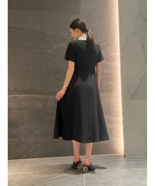 エストネーション　ビジューボタン　襟付きワンピース　ネイビー38 ESTNATION（エストネーション）の「ESTNATION / ビジュー ボタン