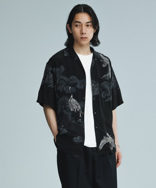 ADAM ET ROPE'（アダムエロペ）の「《BLACK/WHITE》ボックスシルエット プレミアム アロハ シャツ（シャツ/ブラウス・メンズ・ブラック系その他3/スミクロ・M/L）」の15枚目の写真