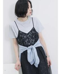 Samansa Mos2 blue | メッシュレースキャミワンピース(ワンピース)