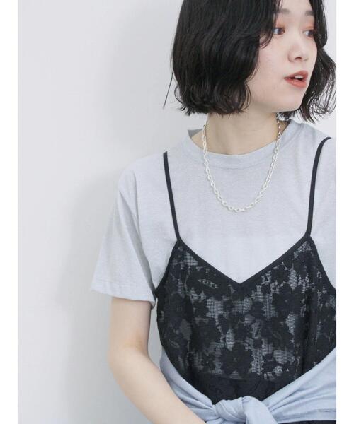 Samansa Mos2 blue(サマンサモスモスブルー)の「メッシュレースキャミワンピース(ワンピース・レディース・オフホワイト/ブラック/サックスブルー・F)」の8枚目の写真