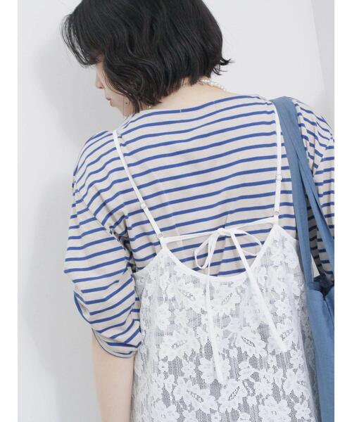 Samansa Mos2 blue(サマンサモスモスブルー)の「メッシュレースキャミワンピース(ワンピース・レディース・オフホワイト/ブラック/サックスブルー・F)」の17枚目の写真