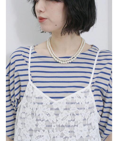 Samansa Mos2 blue(サマンサモスモスブルー)の「メッシュレースキャミワンピース(ワンピース・レディース・オフホワイト/ブラック/サックスブルー・F)」の20枚目の写真