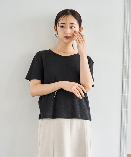 mil(ミル)の「コットン 針抜きTシャツ(Tシャツ/カットソー・レディース・グリーン/オフホワイト/ブラック/ライトグレー・ONE SIZE)」の21枚目の写真