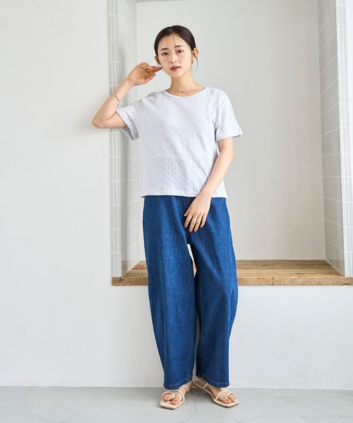 mil(ミル)の「コットン 針抜きTシャツ(Tシャツ/カットソー・レディース・グリーン/オフホワイト/ブラック/ライトグレー・ONE SIZE)」の19枚目の写真