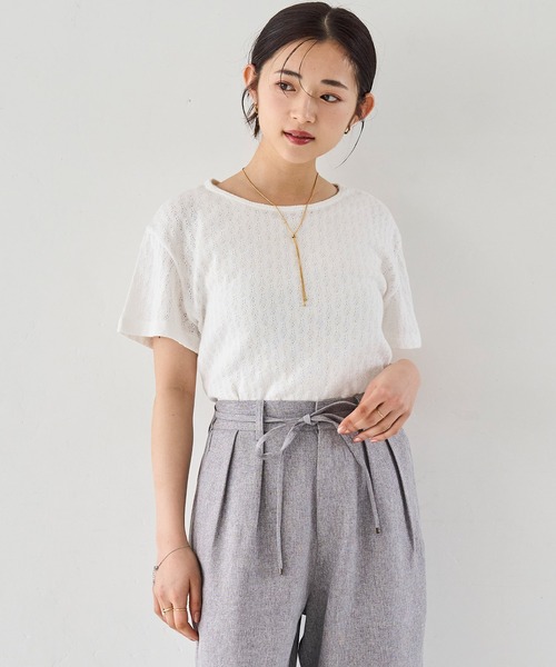 mil(ミル)の「コットン 針抜きTシャツ(Tシャツ/カットソー・レディース・グリーン/オフホワイト/ブラック/ライトグレー・ONE SIZE)」の11枚目の写真