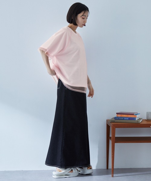 新品　ICB 今季物チュールレイヤード カットソー　半袖シャツ　L チュールレイヤード カットソー（Tシャツ/カットソー）｜ICB