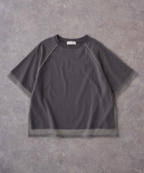 チュールレイヤード半袖Tシャツ MONO-MART│MONO-MART