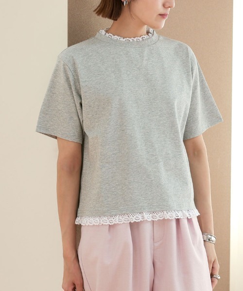 DONOBAN（ドノバン）の「【汗染み防止】レースボクシーTee（Tシャツ/カットソー・レディース・グレー/ブラック/ホワイト・ONE）」の3枚目の写真