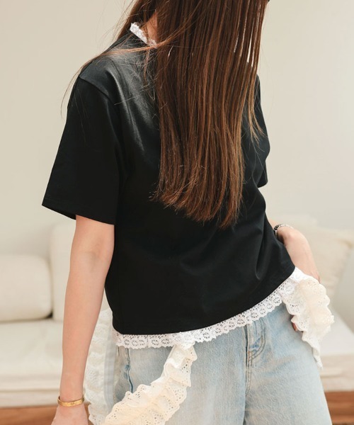 DONOBAN（ドノバン）の「【汗染み防止】レースボクシーTee（Tシャツ/カットソー・レディース・グレー/ブラック/ホワイト・ONE）」の21枚目の写真