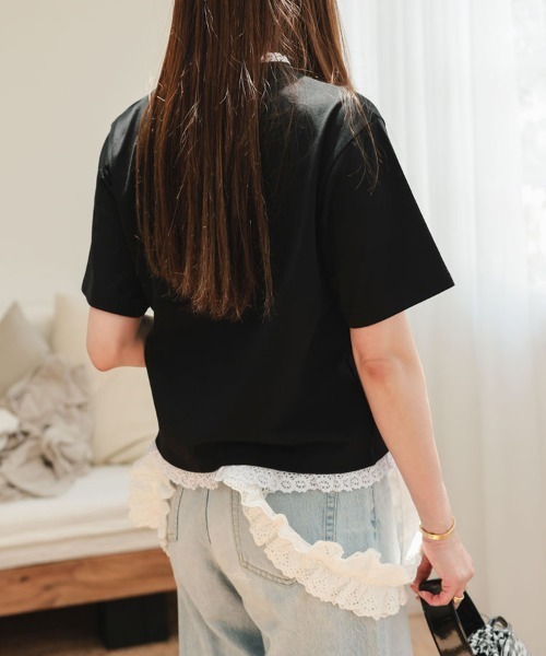 DONOBAN（ドノバン）の「【汗染み防止】レースボクシーTee（Tシャツ/カットソー・レディース・グレー/ブラック/ホワイト・ONE）」の22枚目の写真