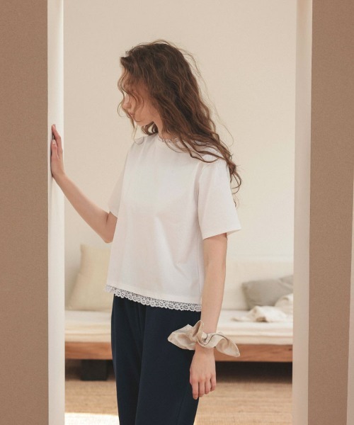 DONOBAN（ドノバン）の「【汗染み防止】レースボクシーTee（Tシャツ/カットソー・レディース・グレー/ブラック/ホワイト・ONE）」の4枚目の写真