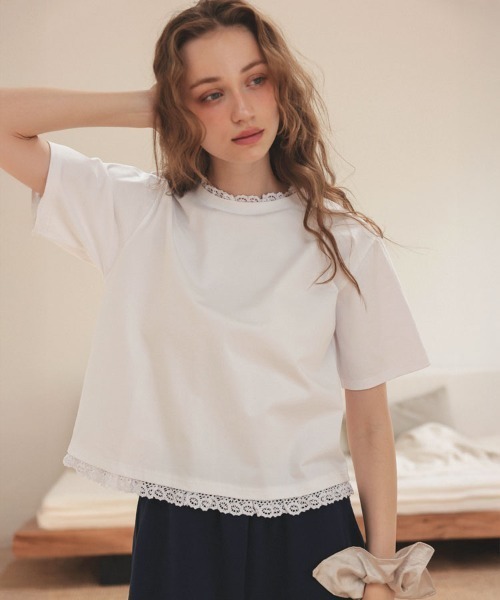 DONOBAN（ドノバン）の「【汗染み防止】レースボクシーTee（Tシャツ/カットソー・レディース・グレー/ブラック/ホワイト・ONE）」の5枚目の写真