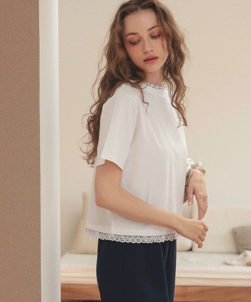 DONOBAN（ドノバン）の「【汗染み防止】レースボクシーTee（Tシャツ/カットソー・レディース・グレー/ブラック/ホワイト・ONE）」の7枚目の写真