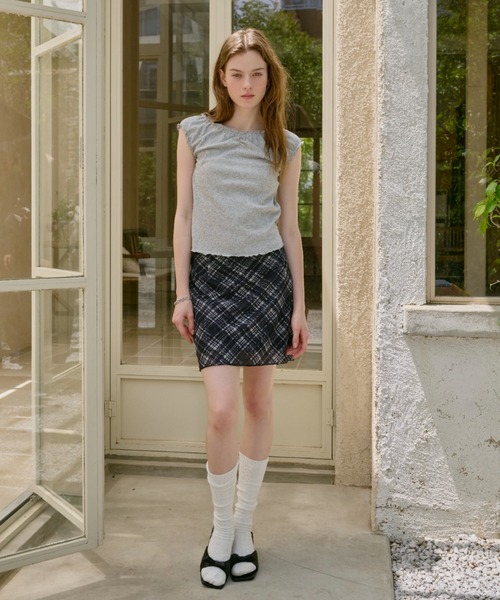 GIUNON（ジウノン）の「hem mellow crinkled t-shirt / ヘムメロウクリンクルTシャツ（Tシャツ/カットソー・レディース・ホワイト/ブラック/グレー・FREE）」の18枚目の写真