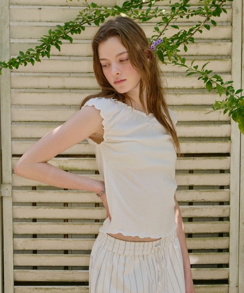 GIUNON（ジウノン）の「hem mellow crinkled t-shirt / ヘムメロウクリンクルTシャツ（Tシャツ/カットソー・レディース・ホワイト/ブラック/グレー・FREE）」の13枚目の写真