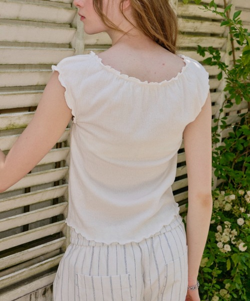 GIUNON（ジウノン）の「hem mellow crinkled t-shirt / ヘムメロウクリンクルTシャツ（Tシャツ/カットソー・レディース・ホワイト/ブラック/グレー・FREE）」の12枚目の写真