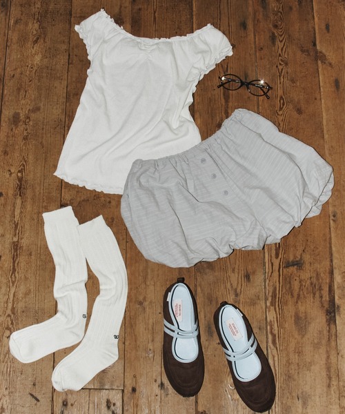 GIUNON（ジウノン）の「hem mellow crinkled t-shirt / ヘムメロウクリンクルTシャツ（Tシャツ/カットソー・レディース・ホワイト/ブラック/グレー・FREE）」の17枚目の写真