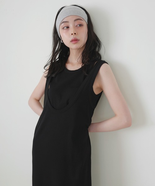【専用】日本製　Leilian ノースリーブ ワンピース セール】レイヤードノースリーブワンピース（ワンピース）｜LIAN