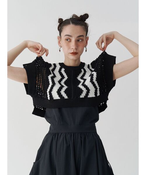 ニット セーター CROCHET WAVE TOP / クロシェウェーブトップ レディース UN3D. ニット セーター CROCHET WAVE TOP / クロシェウェーブ
