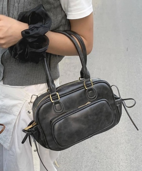 美品✨アニエスベー ボストンバッグ 2way ナイロン レザー 南京錠 ブラック 2wayボストンバッグ （RAT01－01