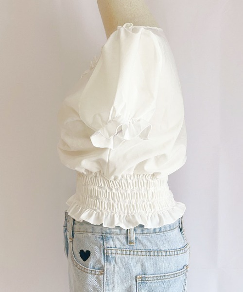 shoppinggo（ショッピングゴー）の「夏服 新作 フリルブラウス 半袖（シャツ/ブラウス・レディース・ブラック/ホワイト・M）」の6枚目の写真