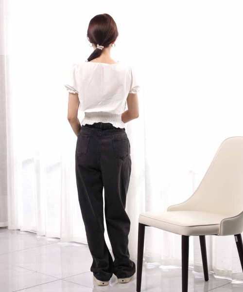 shoppinggo（ショッピングゴー）の「夏服 新作 フリルブラウス 半袖（シャツ/ブラウス・レディース・ブラック/ホワイト・M）」の17枚目の写真