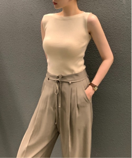 on:nue（オンニュ）の「【on:nue】ウエストループダブルタックスラックスパンツ（スラックス・レディース・ブラック/グレー/ベージュ・FREE）」の16枚目の写真