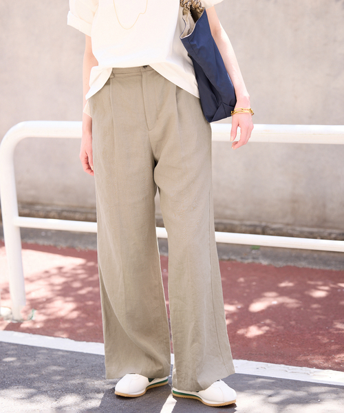 SLOBE IENA（スローブイエナ）の「《追加》リネン混イージースラックス（スラックス・レディース・チャコールグレー/ベージュ・36/38/40）」の2枚目の写真