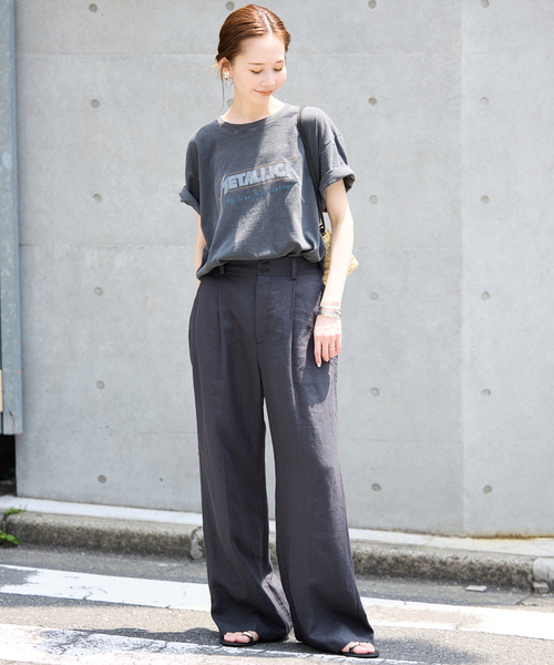 SLOBE IENA（スローブイエナ）の「《追加》リネン混イージースラックス（スラックス・レディース・チャコールグレー/ベージュ・36/38/40）」の3枚目の写真