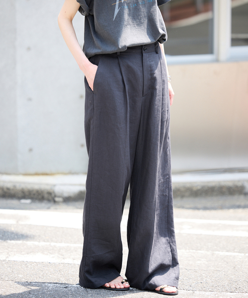 SLOBE IENA（スローブイエナ）の「《追加》リネン混イージースラックス（スラックス・レディース・チャコールグレー/ベージュ・36/38/40）」の7枚目の写真