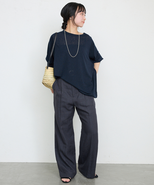 SLOBE IENA（スローブイエナ）の「《追加》リネン混イージースラックス（スラックス・レディース・チャコールグレー/ベージュ・36/38/40）」の8枚目の写真