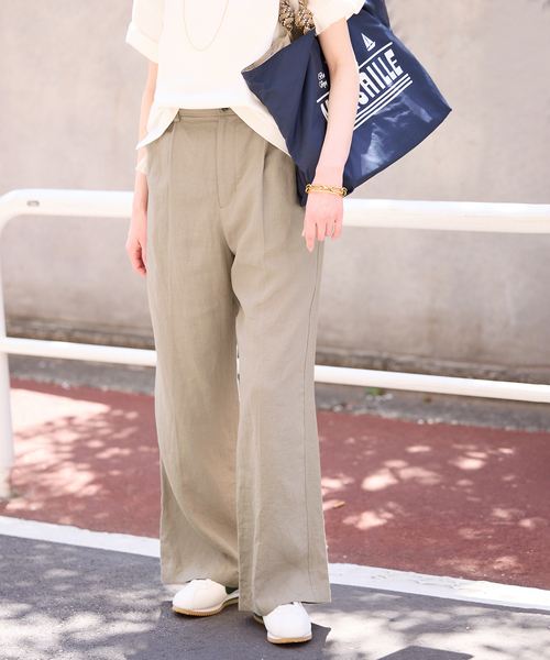 SLOBE IENA（スローブイエナ）の「《追加》リネン混イージースラックス（スラックス・レディース・チャコールグレー/ベージュ・36/38/40）」の20枚目の写真