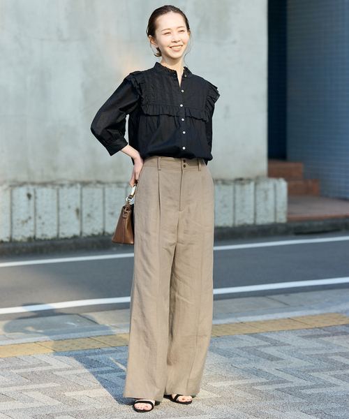 SLOBE IENA（スローブイエナ）の「《追加》リネン混イージースラックス（スラックス・レディース・チャコールグレー/ベージュ・36/38/40）」の22枚目の写真