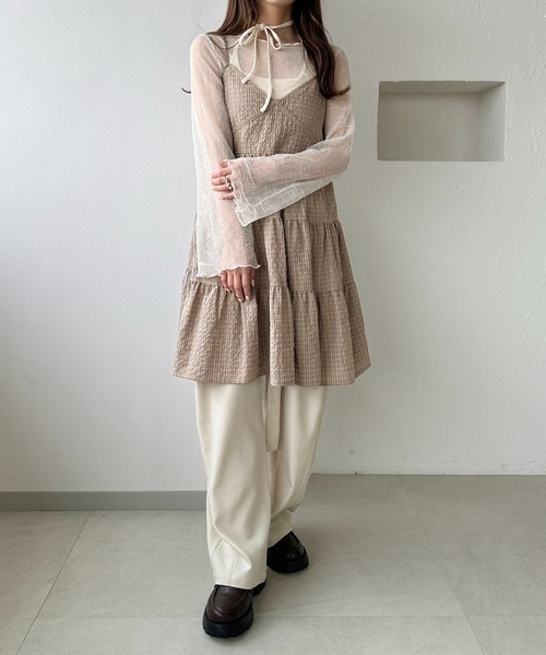 apres jour clair（アプレジュールクレア）の「【apres jour clair】楊柳シアートップス（Tシャツ/カットソー・レディース・ブラウン系その他/アイボリー/ブラック・X-LARGE/フリー）」の7枚目の写真