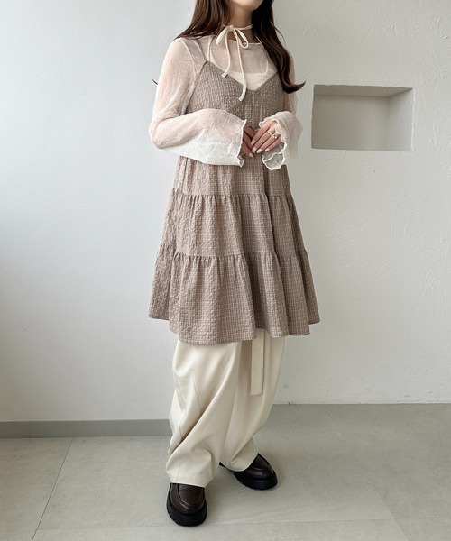 apres jour clair（アプレジュールクレア）の「【apres jour clair】楊柳シアートップス（Tシャツ/カットソー・レディース・ブラウン系その他/アイボリー/ブラック・X-LARGE/フリー）」の8枚目の写真