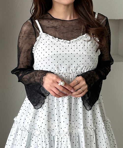 apres jour clair（アプレジュールクレア）の「【apres jour clair】楊柳シアートップス（Tシャツ/カットソー・レディース・ブラウン系その他/アイボリー/ブラック・X-LARGE/フリー）」の11枚目の写真