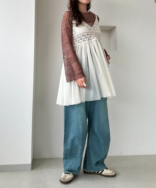 apres jour clair（アプレジュールクレア）の「【apres jour clair】楊柳シアートップス（Tシャツ/カットソー・レディース・ブラウン系その他/アイボリー/ブラック・X-LARGE/フリー）」の21枚目の写真