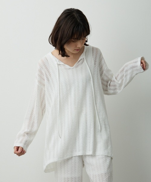Lipoy(リポイ)の「透かし編みプルオーバー(Tシャツ/カットソー・レディース・ホワイト・FREE)」の10枚目の写真