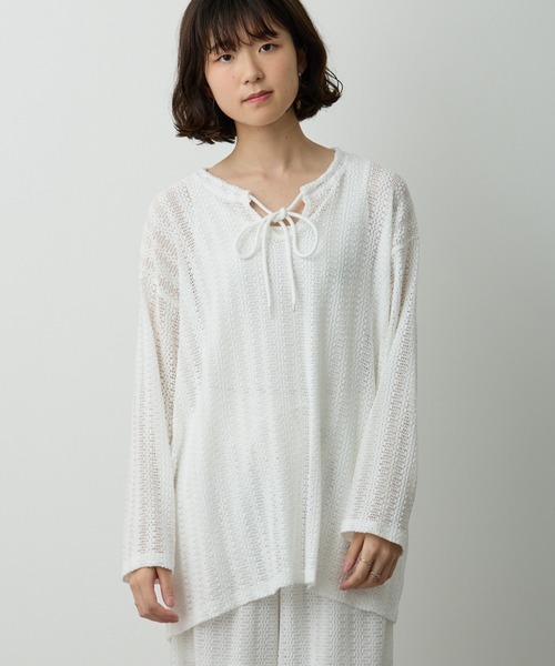 Lipoy(リポイ)の「透かし編みプルオーバー(Tシャツ/カットソー・レディース・ホワイト・FREE)」の13枚目の写真