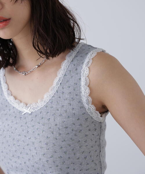 FREE'S MART（フリーズマート）の「花柄レーステレコタンクトップ（タンクトップ・レディース・ホワイト系その他/グレー系その他/ホワイト系その他2・FREE）」の7枚目の写真