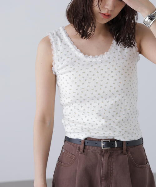 FREE'S MART（フリーズマート）の「花柄レーステレコタンクトップ（タンクトップ・レディース・ホワイト系その他/グレー系その他/ホワイト系その他2・FREE）」の11枚目の写真