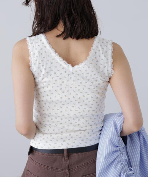 FREE'S MART（フリーズマート）の「花柄レーステレコタンクトップ（タンクトップ・レディース・ホワイト系その他/グレー系その他/ホワイト系その他2・FREE）」の14枚目の写真