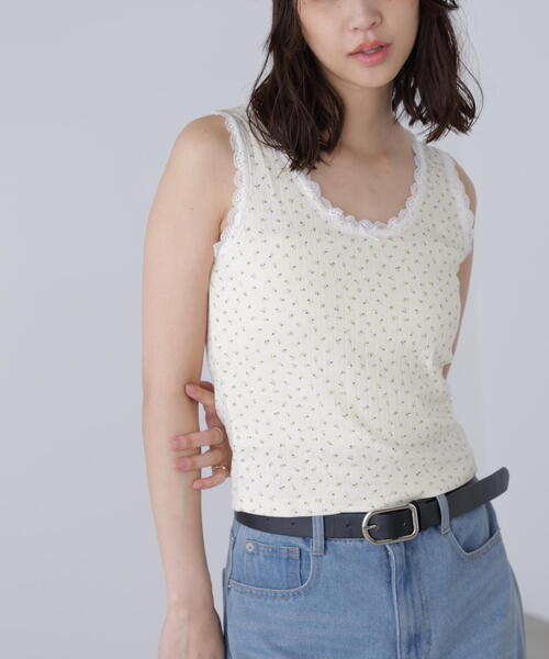 FREE'S MART（フリーズマート）の「花柄レーステレコタンクトップ（タンクトップ・レディース・ホワイト系その他/グレー系その他/ホワイト系その他2・FREE）」の22枚目の写真
