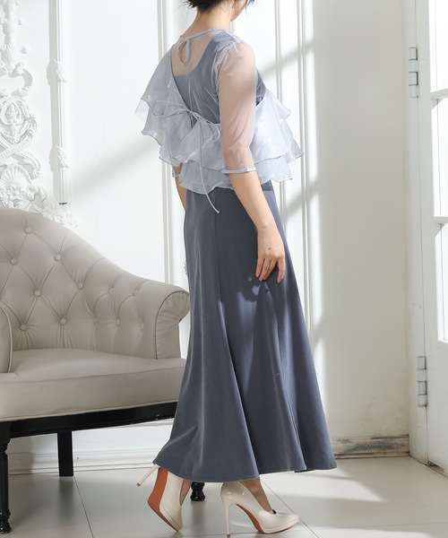 Lace Ladies(レースレディース)の「ベロア シアー フリルケープ付き ノースリーブ ドレス 3点セット(ドレス・レディース・ブルーグレー/ブラック/ブラウン・FREE/S)」の18枚目の写真