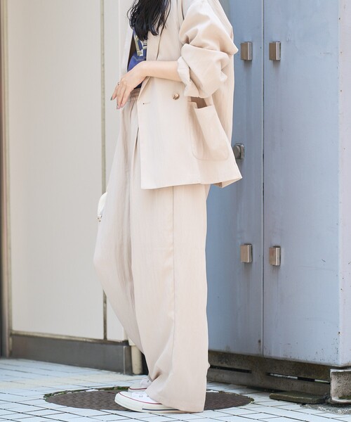 FREAK'S STORE(フリークスストア)の「<接触冷感> SUMMERCOOL タック カーブ イージーパンツ <セットアップ対応>(その他パンツ・レディース・ブルー/ベージュ/ブルーグリーン/ブラック・MEDIUM/SMALL)」の9枚目の写真